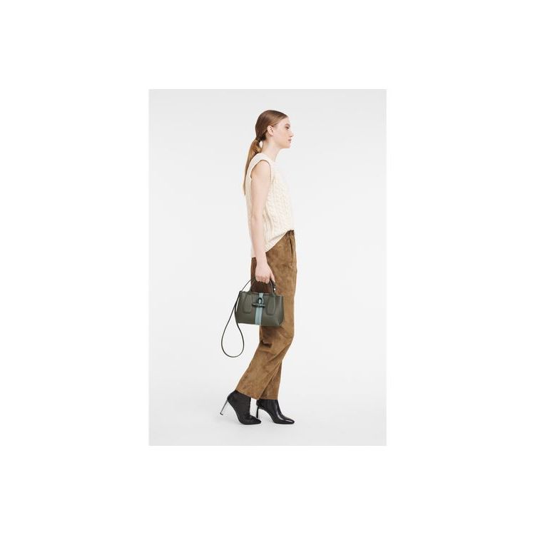 Borse A Mano Longchamp S Pelle Khaki Grigie Verdi | 13854-WSXJ