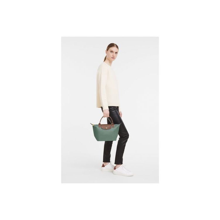 Borse A Mano Longchamp S Recycled canvas Grigie Verdi | 12790-ZBYN