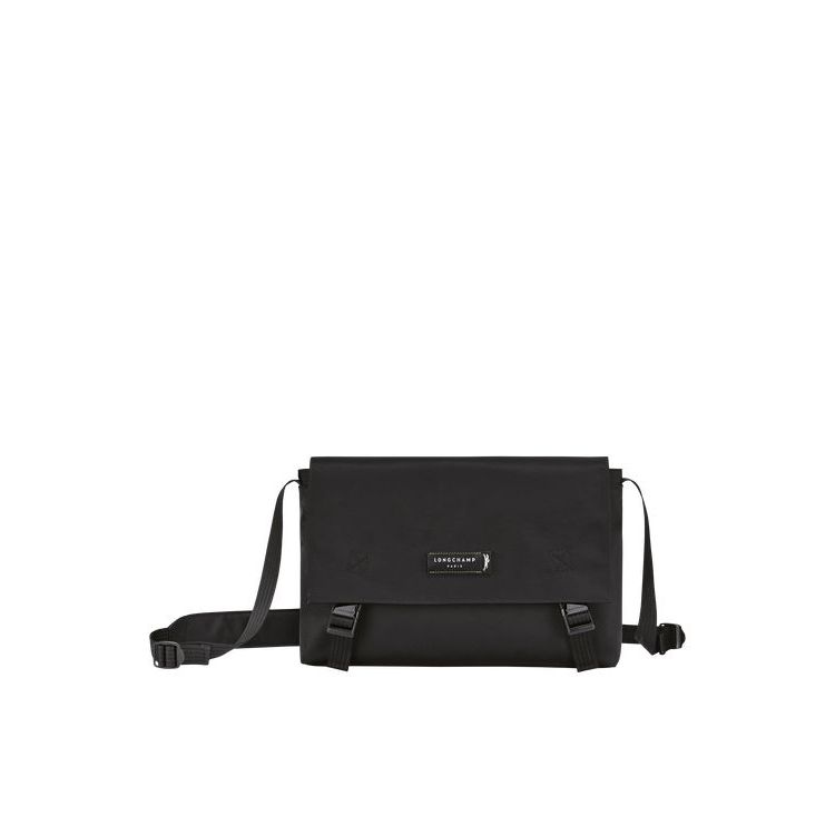 Borse Crossbody Longchamp M Recycled canvas Nere | 76103-XQJK