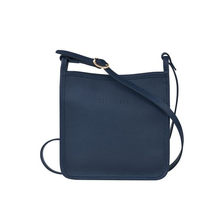 Borse Crossbody Longchamp Zipped S Pelle Blu Marino | 61098-SVFE