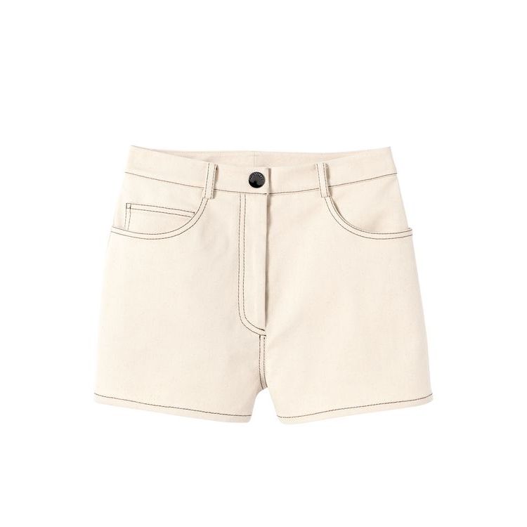 Pantaloni Longchamp Shorts Ecru Cotone Beige | 87549-TFUX