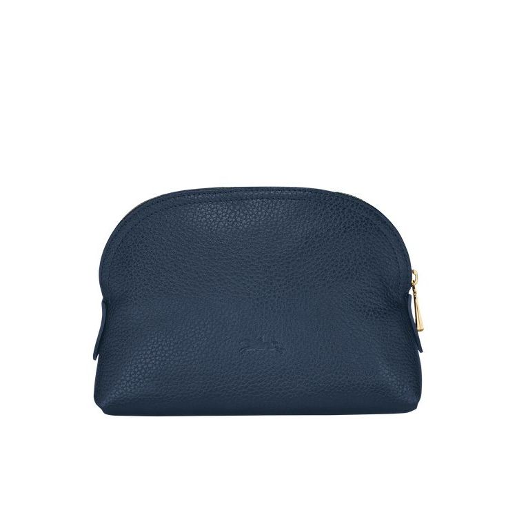 Pochette Longchamp Pouch Pelle Blu Marino | 72580-MLXF