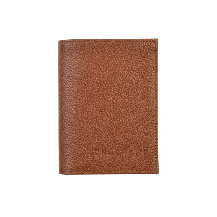 Portacarte Longchamp Card Caramel Pelle Marroni | 31594-THVI
