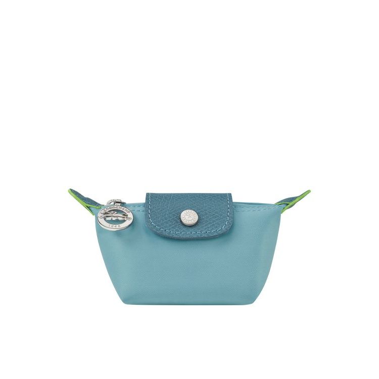 Portacarte Longchamp Thunderstorm Recycled canvas Blu | 67183-OVCA