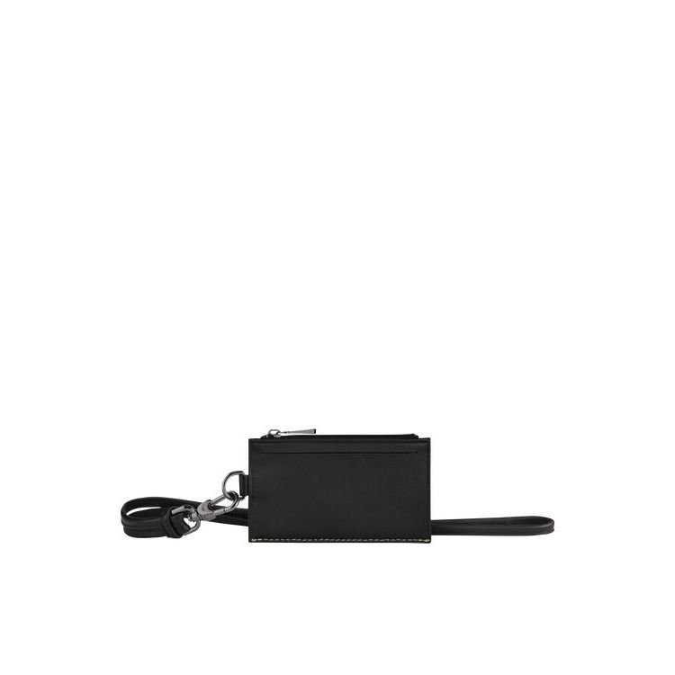 Portacarte Longchamp With Necklace Pelle Nere | 18527-YDGV