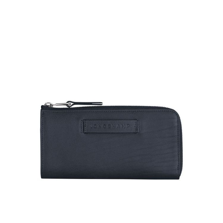 Portafogli Longchamp Long With Zip Around Pelle Blu | 80375-LZHJ