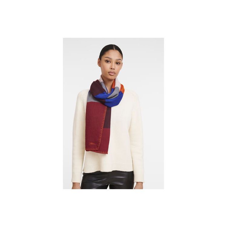 Sciarpe Longchamp Lana Vergine Arancioni Blu | 94670-IRZX