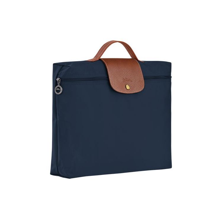 Valigie Longchamp Briefcase S Recycled canvas Blu Marino | 68417-MBNC