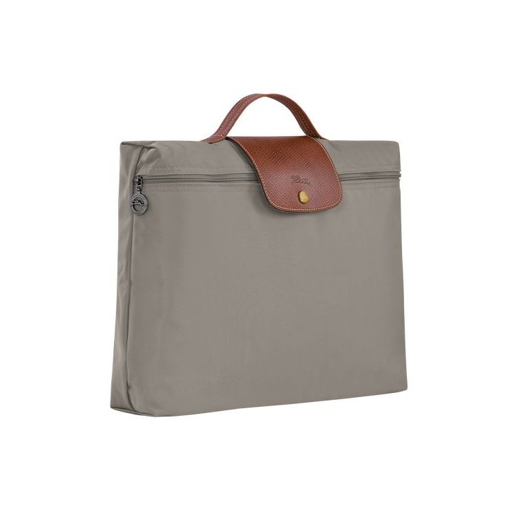 Valigie Longchamp Briefcase S Turtledove Recycled canvas Grigie | 64195-VOLN